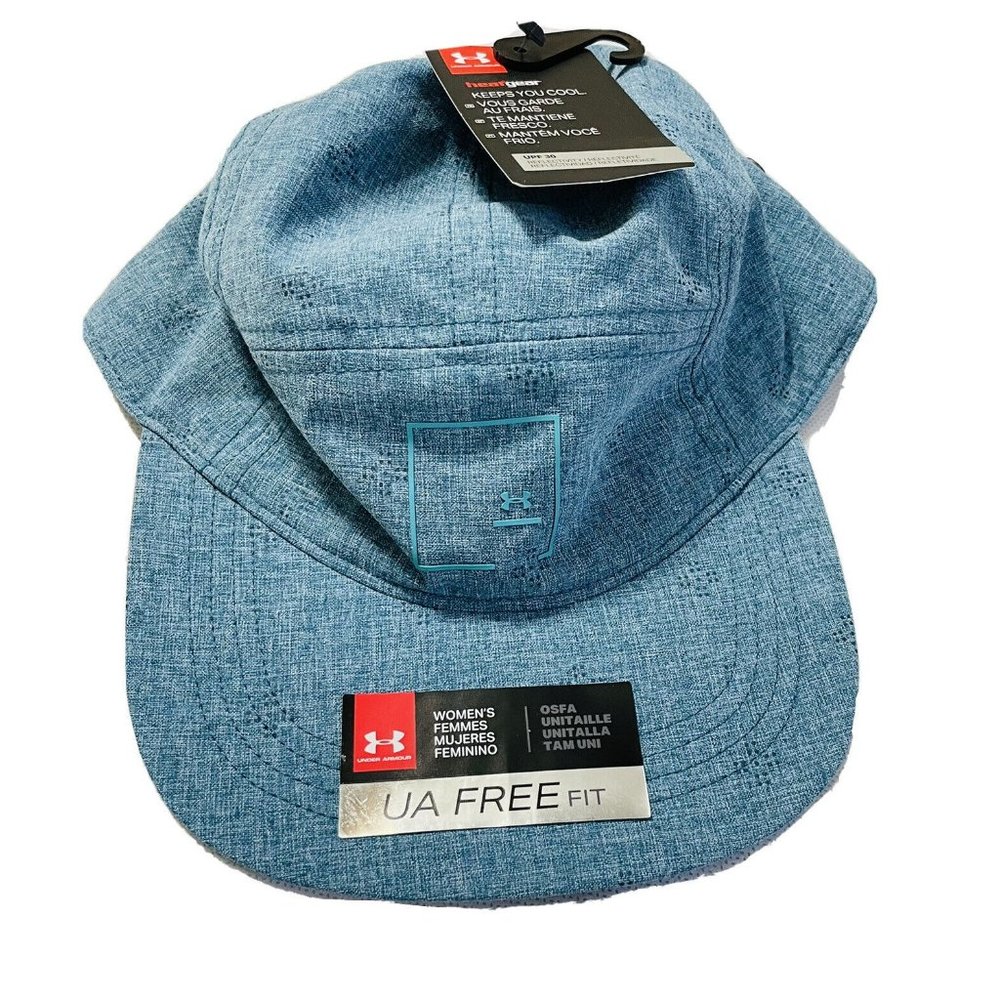 NWT Under Armour Sample Free Fit Adjustable Hat Cap UPF30+ Blue Rare Womens